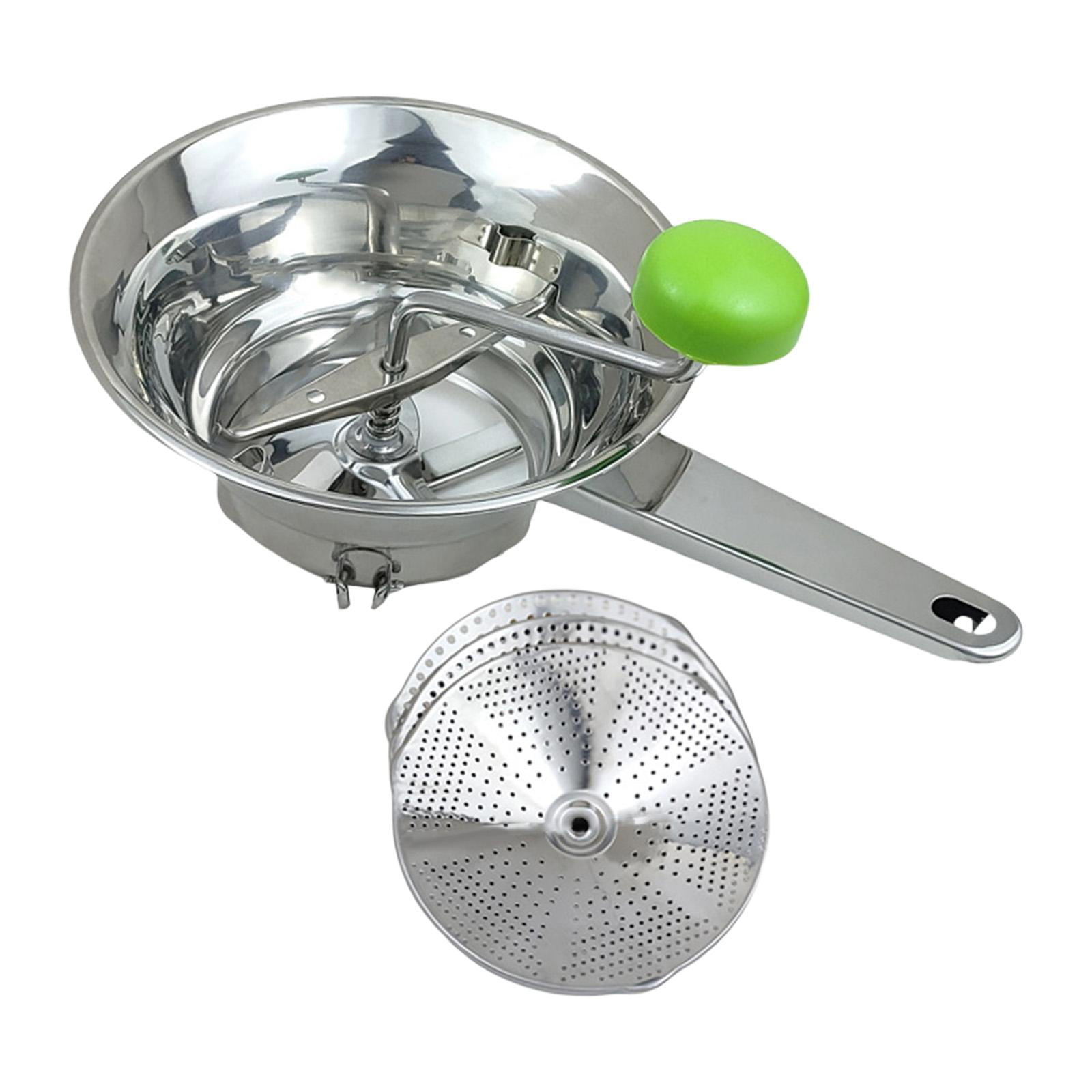 Magideal - Prensador De Patatas Manual De Acero Inoxidable, Herramienta Ergonómica De Cocina Giratoria Con Manivela, Tres Discos De Molienda, Apto Para Puré De Patatas, Puré De 313 Cm X 20 Cm X 9 Cm