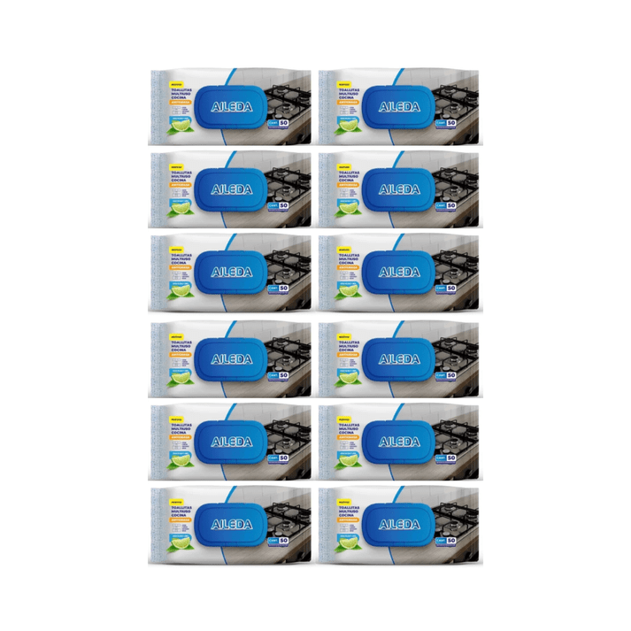Pack 12 Toallitas Cocina Antigrasa Aileda 50un Multiuso