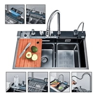 Genérico - Lavaplatos Digital Cascada Inteligente Smart 75X46 Lluvia Acero Inoxidable