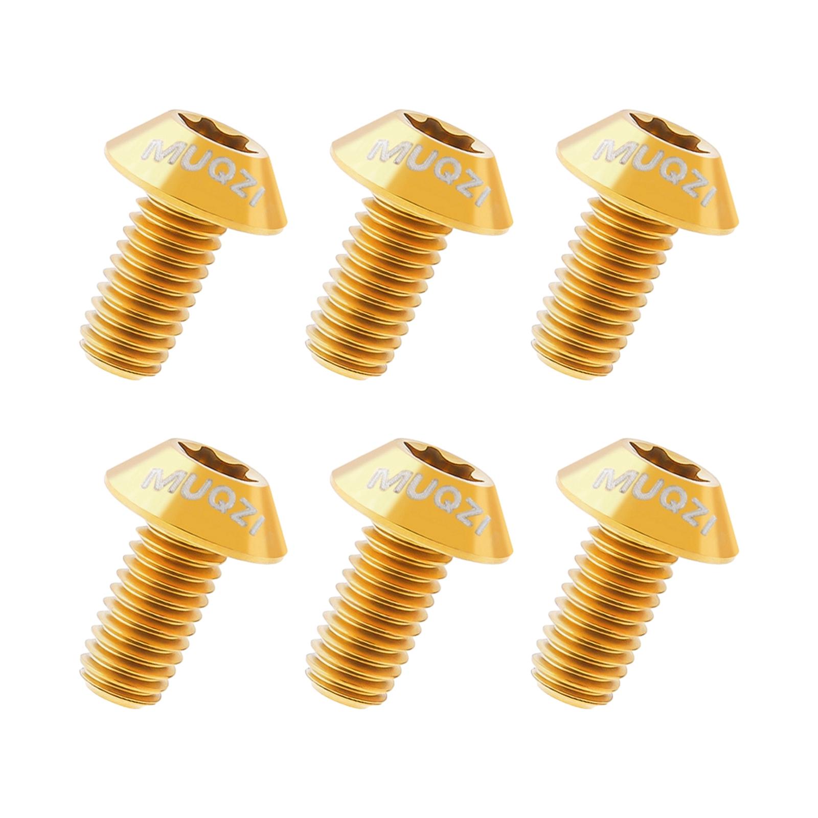 Magideal - 6 Piezas Pernos De Rotor De Freno De Disco De Bicicleta Pernos De Titanio Duraderos De Alta Calidad Perno De Rotor De Bicicleta M5 X 10 Mm Para Bicicl Oro