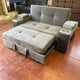 thumbnail image 2 of Sofá Cama Gris Oscuro Felpa Elite 2 Plazas con Puffs y Respaldo Reclinable, 2 of 4