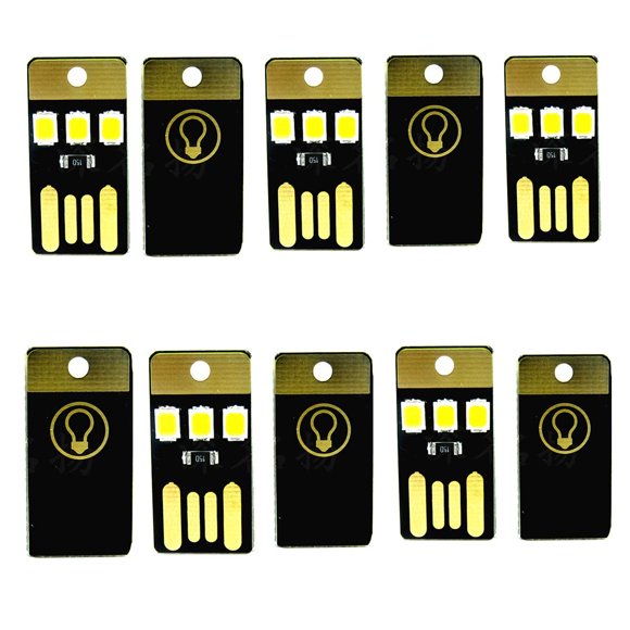 Llavero portátil USB FainWan de 3 LED con luz nocturna, 10 unidades