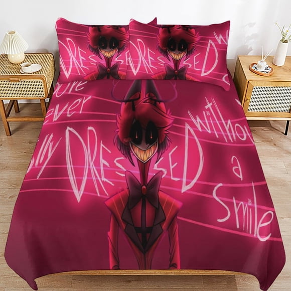 Hazbin Hotel Helluva Boss Bedding Set Duvet Cover Comfortable and Lightweight Cartoon Bedding 3 Piece (Multiple sizes to choose from)