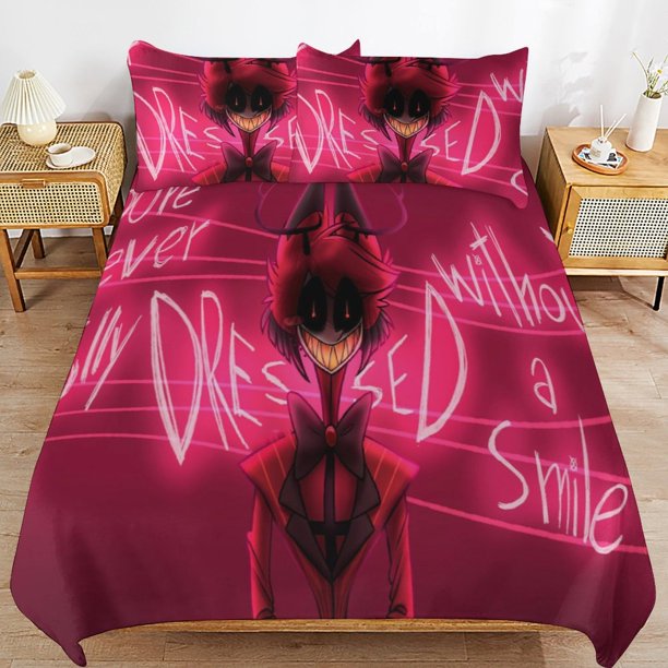 Hazbin Hotel Helluva Boss Bedding Set Duvet Cover Comfortable and Lightweight Cartoon Bedding 3 Piece Bed Set