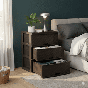 Reyplast - Comoda Organizadora Multiusos 3 Niveles Plástico Modelo Kusi Diseño Ratan