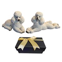 Magideal - 2 Estatuas De Caniche Modernas Coleccionables, Figuras De Animales De Resina, Modelo De Mascota, Artesanías, Lindo Juguete Para Sala De Estar, Hogar, Blanco