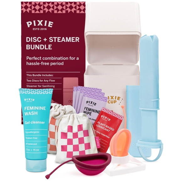 Colección de discos menstruales Pixie 2 reutilizable con aplicador