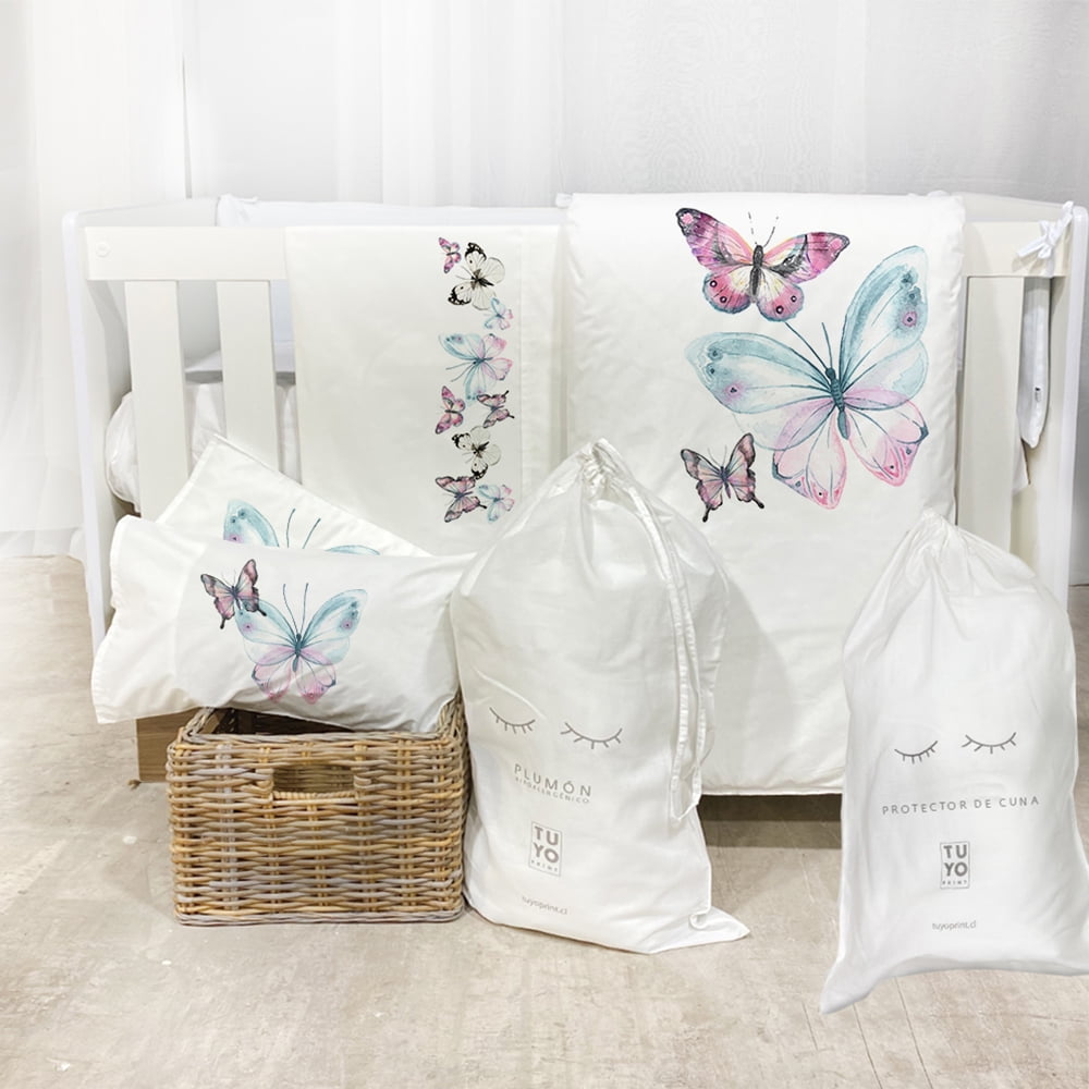 Tuyo Print - Set Cuna - - Mariposas Rosadas