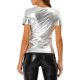 thumbnail image 3 of INSPIRE CHIC Blusas de Fiesta Brillantes de Manga Corta con Textura Metálica para Mujer M NINGUNO10, 3 of 6