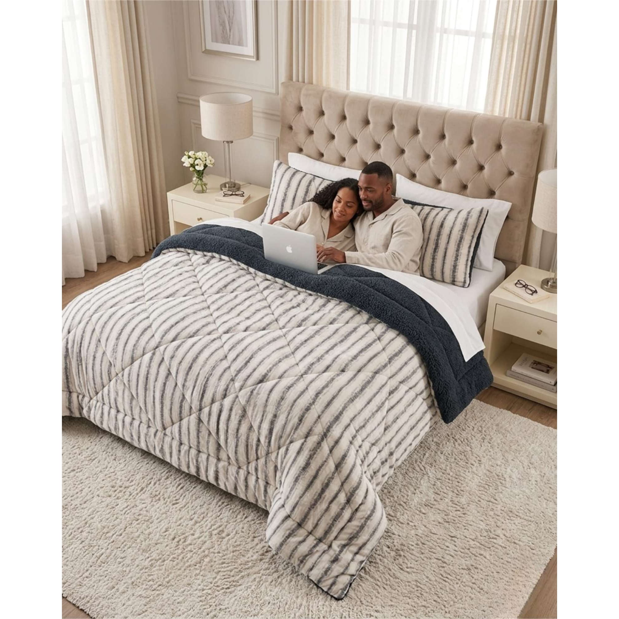Mylhogar - Plumon Sherpa Mashini 2 Plazas Invierno Calidad Superior