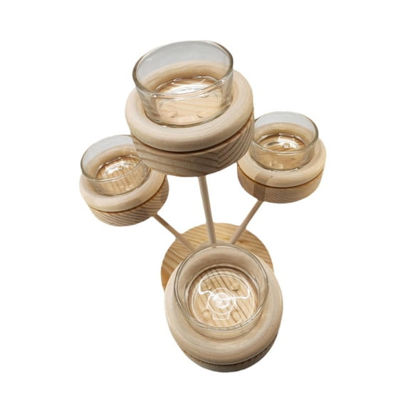 Candelabro Votivo Vela Stand Escritorio De Madera De Vidrio De Madera Copa De Candelabros