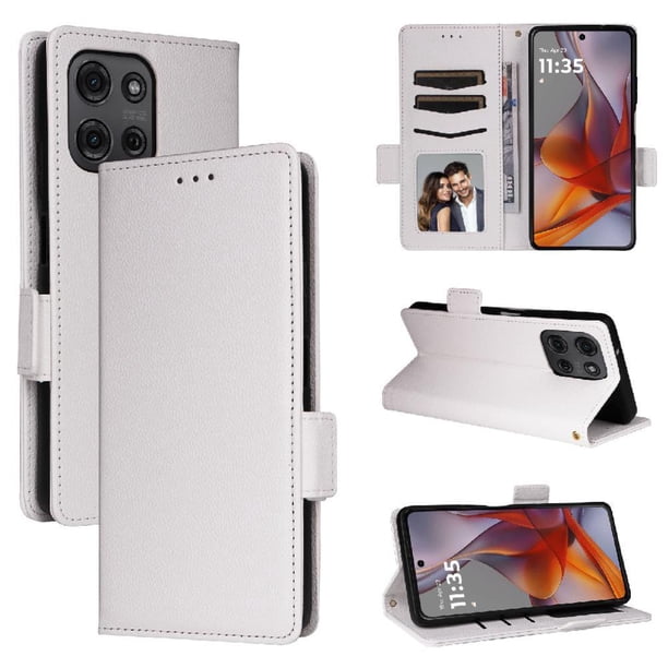 Funda Cartera para Motorola MOTO G75 Tapa Flip con Ranuras y Soporte Blanco