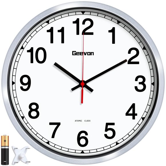 Reloj de Pared Geevon Atómico 30 cm con Funcionamiento a Batería y Ajuste Automático