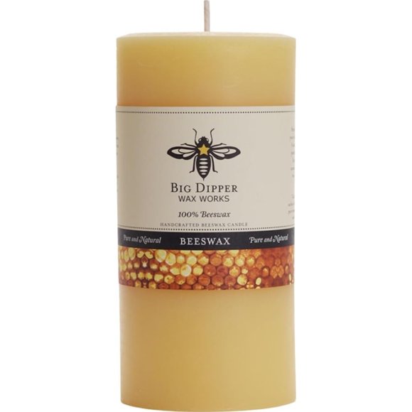Big Dipper Wax Works 100% Beeswax Pillar Candle, 3 x 6 in, Natural