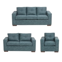 Muebles América - Living Franco 321 Cuero Auris Azul Petroleo