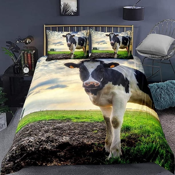 Dairy Cowding Quilt Duvet Cover Set Bedding Soft Doona Cover Double Kids3-Piece Bedding Set