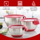 thumbnail image 2 of Cuencos para mezclar Belwares de acero inoxidable de 3 piezas con tapa, color rojo, 2 of 9