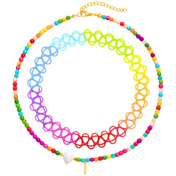 Collar BodyJ4You de 2 piezas: juego de gargantilla y colgante con inicial