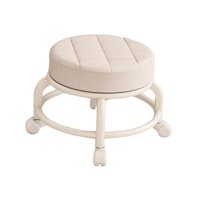 Magideal - Taburete Redondo Con Ruedas, Mini Taburete Móvil, Pequeño, Giratorio De 360 Degree, Taburete Para Zapatos, Asiento, Taburete De Pedicura Para Garaje, Niños Blanco
