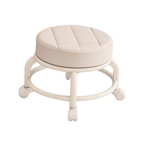 Magideal - Taburete Redondo Con Ruedas, Mini Taburete Móvil, Pequeño, Giratorio De 360 Degree, Taburete Para Zapatos, Asiento, Taburete De Pedicura Para Garaje, Niños Blanco