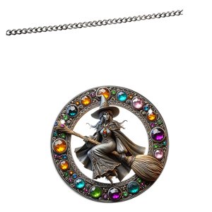 Bothyi - Letrero Colgante Acrílico Con Diseño De Escoba De Bruja Montada, 20 X 20 Cm, Para Pasillo Y Balcón