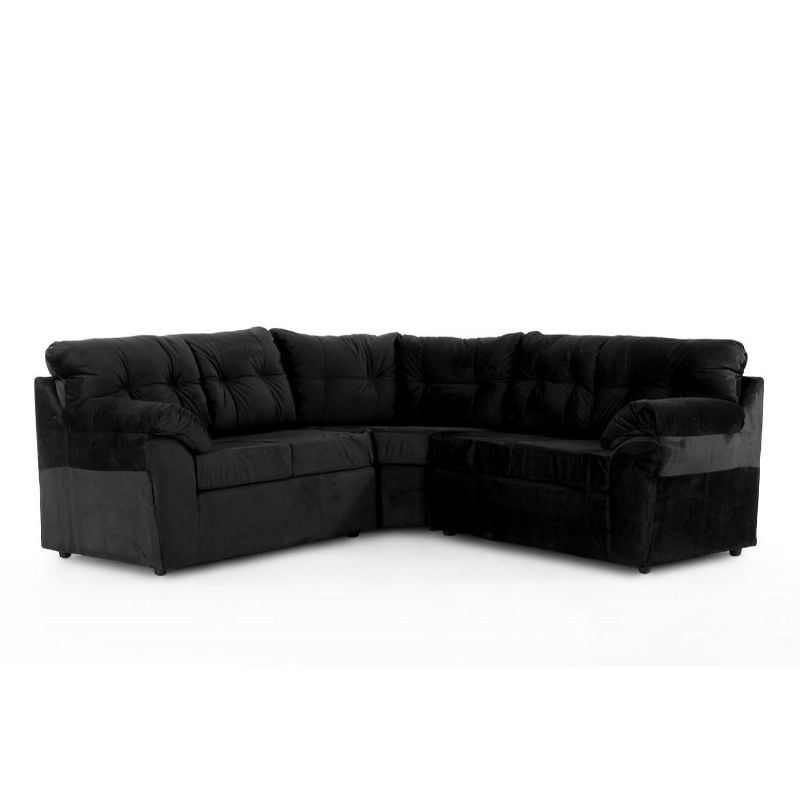 Kea - Sofá Seccional Roma 5 Cuerpos Felpa Negro
