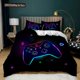 thumbnail image 1 of v1167 Bed Sheets Gamepad Duvet Cover Set Twin King Size Polyester Gaming Comforter Cover Gamer Decor For Teen Boys Green Neon Gamepad Bedding Set 3-Piece Bedding Set (1 Duvet Cover + 2 Pillow Shams) B, 1 of 5