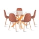 thumbnail image 1 of Comedor redondo de vidrio Cross 120cm + 5 Silla Spoon Ecocuero Vintage - Café, 1 of 4