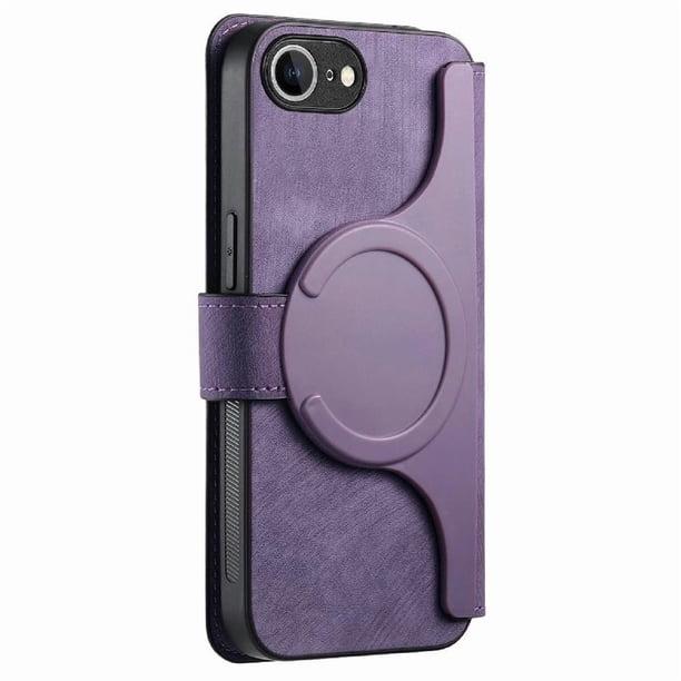 Funda Billetera Magnética para iPhone 16e Soporte Tarjetas Desmontable Morado