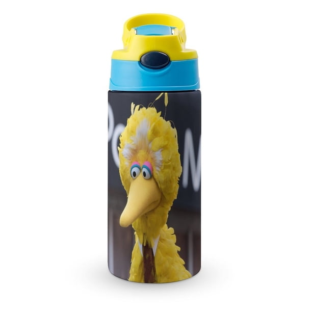 Big Bird Botella de Agua con Tapa Pop Top de Un Toque, Acero Inoxidable, a Prueba de Fugas, para Deportes, Botella Infantil azul 12 oz