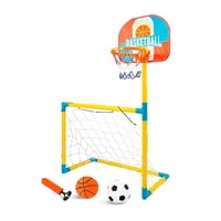 Genérico - Arco De Futbol Infantil Plegable 49 X 64 Cm + Doble Pelota + Soporte Basket - 5019