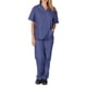 thumbnail image 1 of Uniforme de trabajo de enfermería con cuello en V y bolsillo de color sólido europeo y americano para mujer, 1 of 5