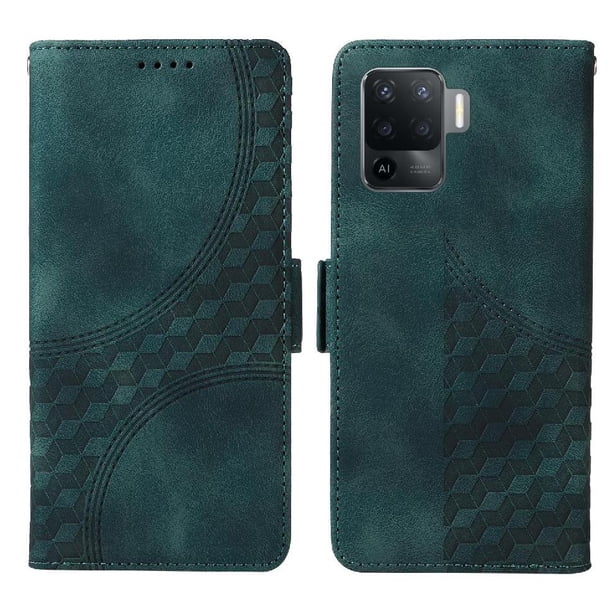 Carcasa FOXDOCK OPPO A94 4G de cuero PU, diseño acolchado clásico, protección contra caídas y rayones