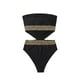 thumbnail image 3 of Bañador Milumia de una sola pieza con detalle de puntadas estilo bandeau negro, 3 of 3