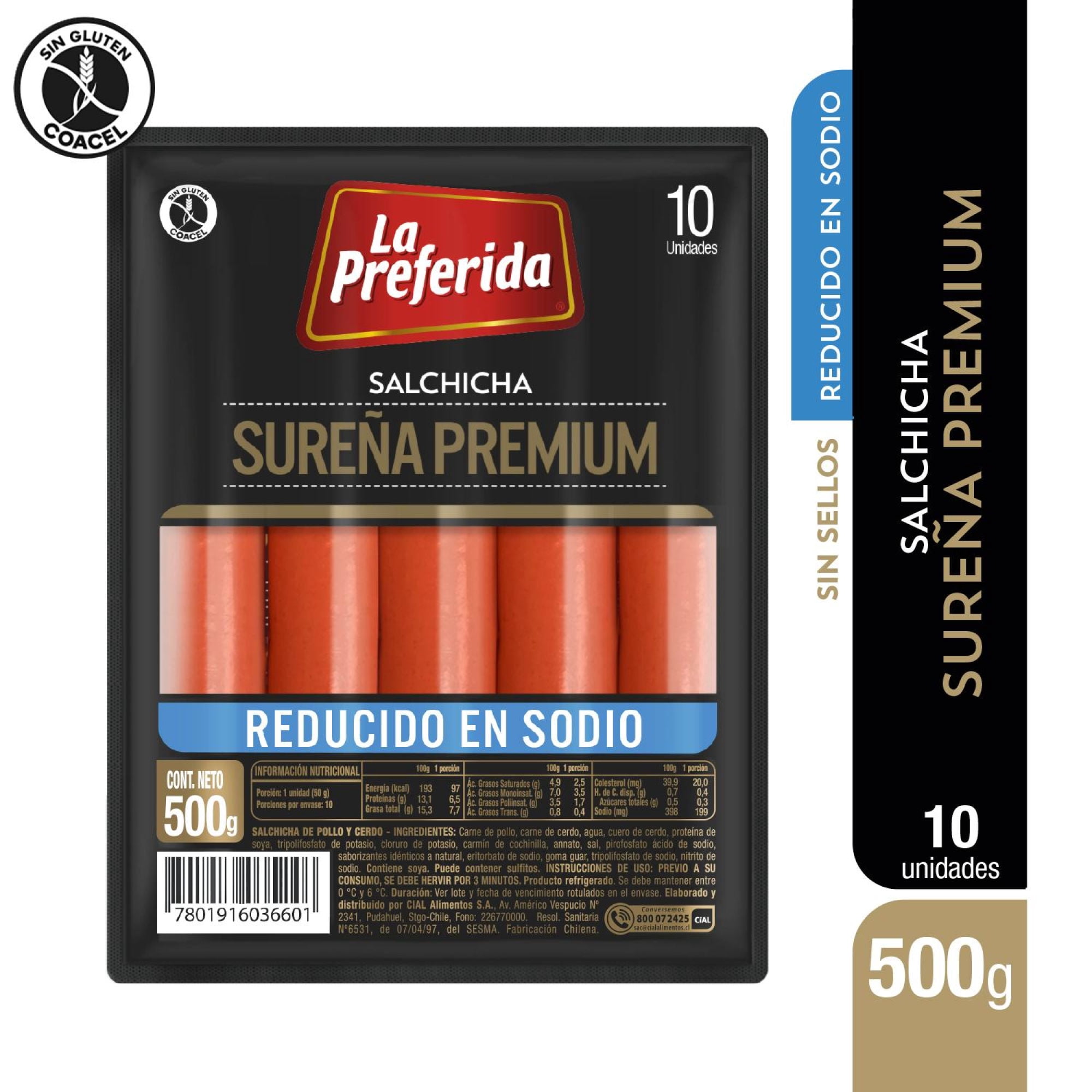Salchicha Sureña Premium 10 Un 500 g La Preferida