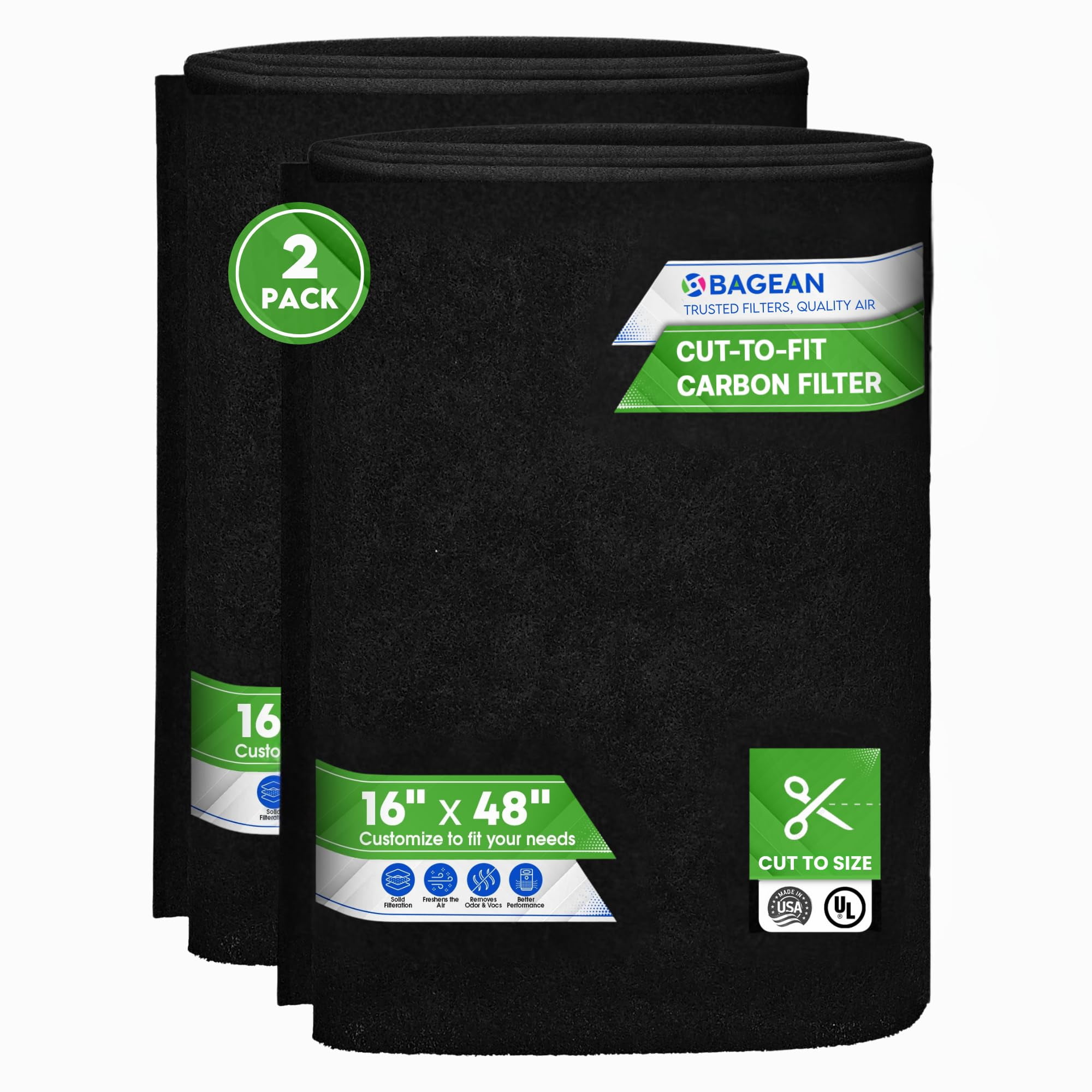 Bagean - Lámina De Filtro De Carbón Activado Cortada En Forma De Bolsa Para Adaptarse A 40 X 120 Cm