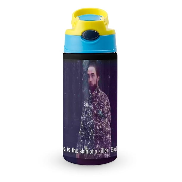Esta es la piel de un asesino, Bella Botella de Agua con Tapa Pop Top de Un Toque, Acero Inoxidable, a Prueba de Fugas, para Deportes, Botella Infantil azul 12 oz