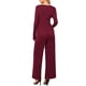 thumbnail image 3 of INSPIRE CHIC Conjunto Casual de 2 Piezas para Mujer con Manga Larga, Cuello en V, Cintura Elástica con Cordón y Pantalones de Pierna Ancha XL Burdeos, 3 of 6