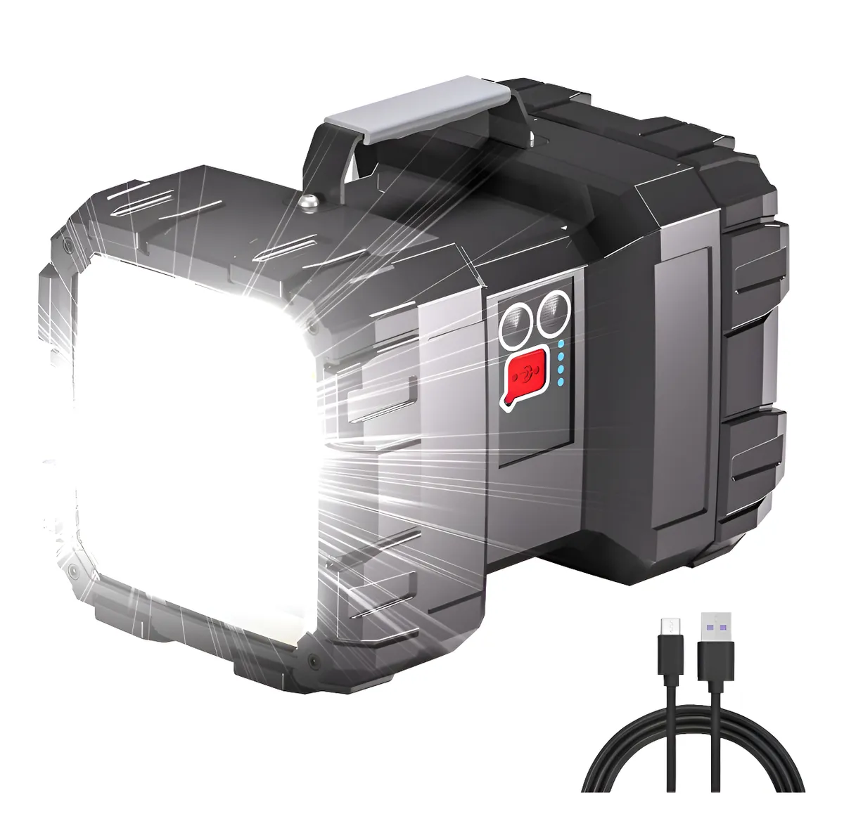 Genérico - Linterna De Reflector Led Recargable Súper Potente Negro Negro