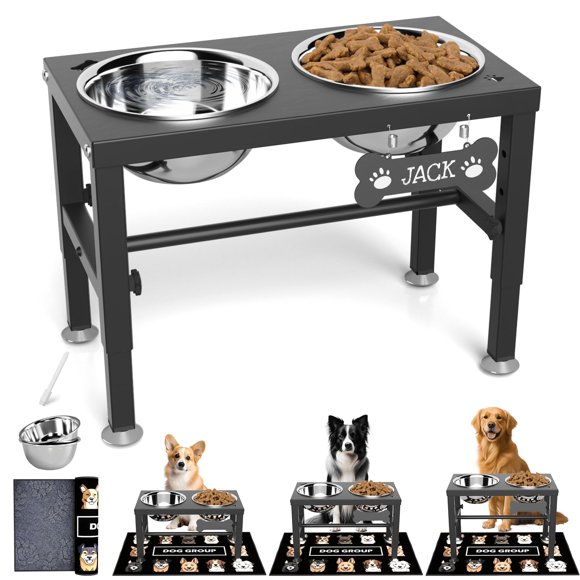 Juego de 2 comederos elevados SHAINFUN de 58 oz con alfombra antideslizante