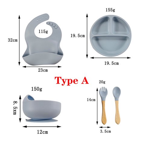 Jugueteria Estelar - Set De Alimentación Silicona Infantil Gris