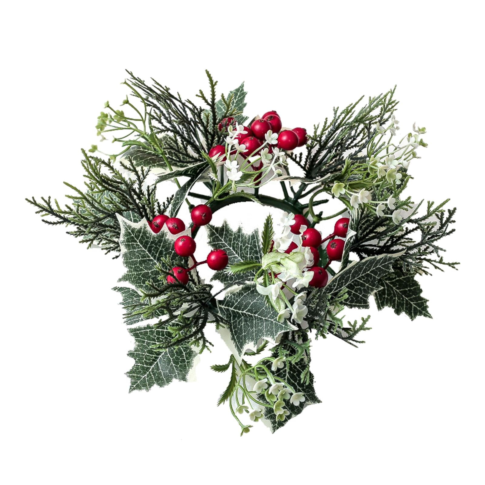 Magideal - Anillos De Vela De 7,87 Pulgadas, Corona De Mesa, Centro De Mesa, Decoración De Flores, Anillos De Vela De Navidad Rústicos, Guirnalda Para Pascua, Bo Rojo