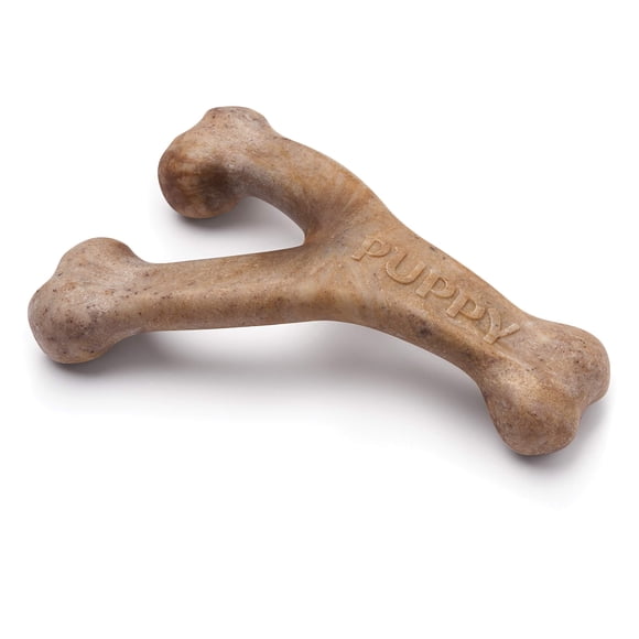 Juguete masticable para perros Benebone Puppy Wishbone, duradero, tocino auténtico