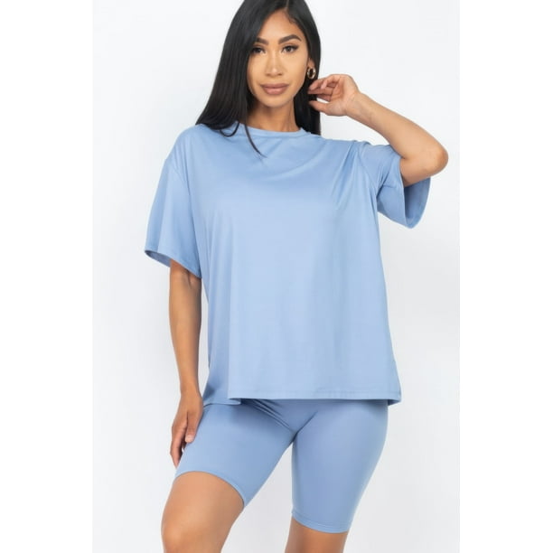 Conjunto De Top Holgado Y Shorts De Ciclista