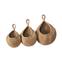 Magideal - 3 Piezas Cestas De Pared Colgantes Organizadores Decoración Del Hogar Lágrimas Kntited Boho Plantador De Pared Pequeña Cestas Tejidas Para Restaurante Marrón
