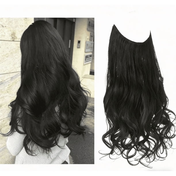 Xiao Hua Peluca ondulada rizada, peluca sintética resistente al calor de 45 cm con diadema ajustable, sin clip, con alambre metálico invisible, estilo 05, 1 unidad.