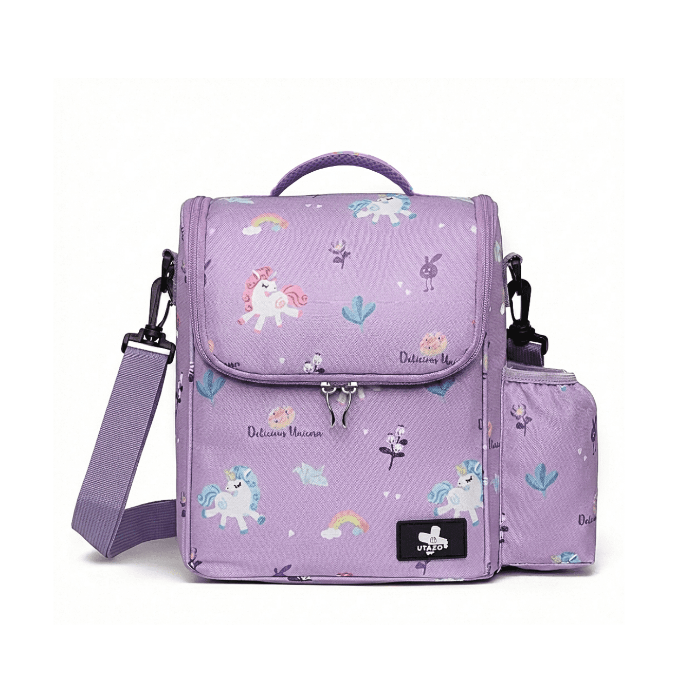 Utazo - Lonchera Térmica Escolar Bolso Almuerzo Colación Niña Morado Unicornio