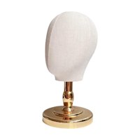 Magideal - Cabeza De Exhibición Para Hacer Peluca, Sombrero, Soporte De Exhibición, Modelo De Cabeza De Maniquí Portátil Para Estilizar, Tocado De Secado, Gafas, Oro