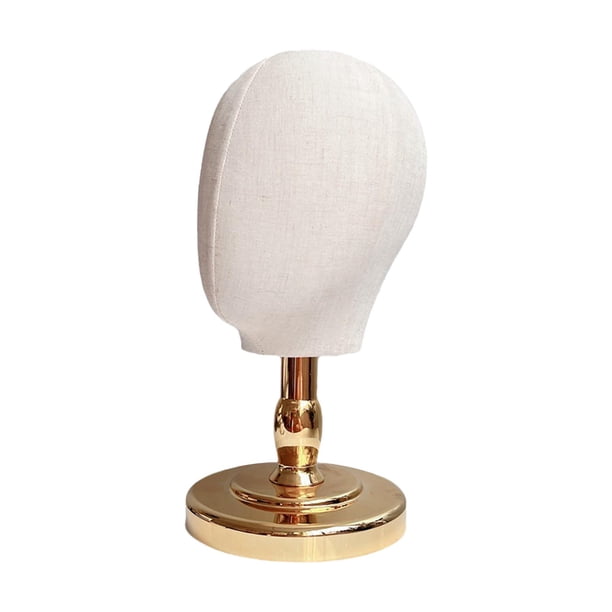 Cabeza de exhibición para hacer peluca, sombrero, soporte de exhibición, modelo de cabeza de maniquí portátil para estilizar, tocado de secado, gafas, Oro