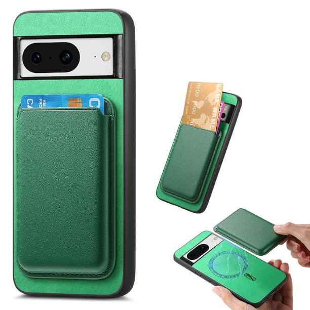 Funda de Cuero Magnética con Tarjetero para Google Pixel 8A Cubierta Delgada Verde